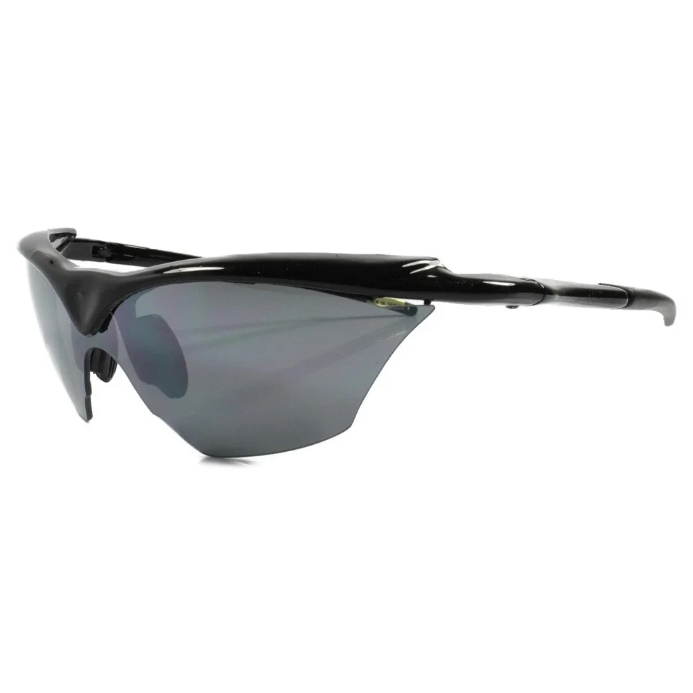 Genuine Vintage Slick Design Wrap Around Athletic Sport Sunglasses Black Frame
